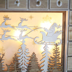 Brubaker Reusable Wooden Advent Calendar To Fill - Flying Santa Claus With Led Lighting - Diy Christmas Calendar 13.98 X 2.36 X