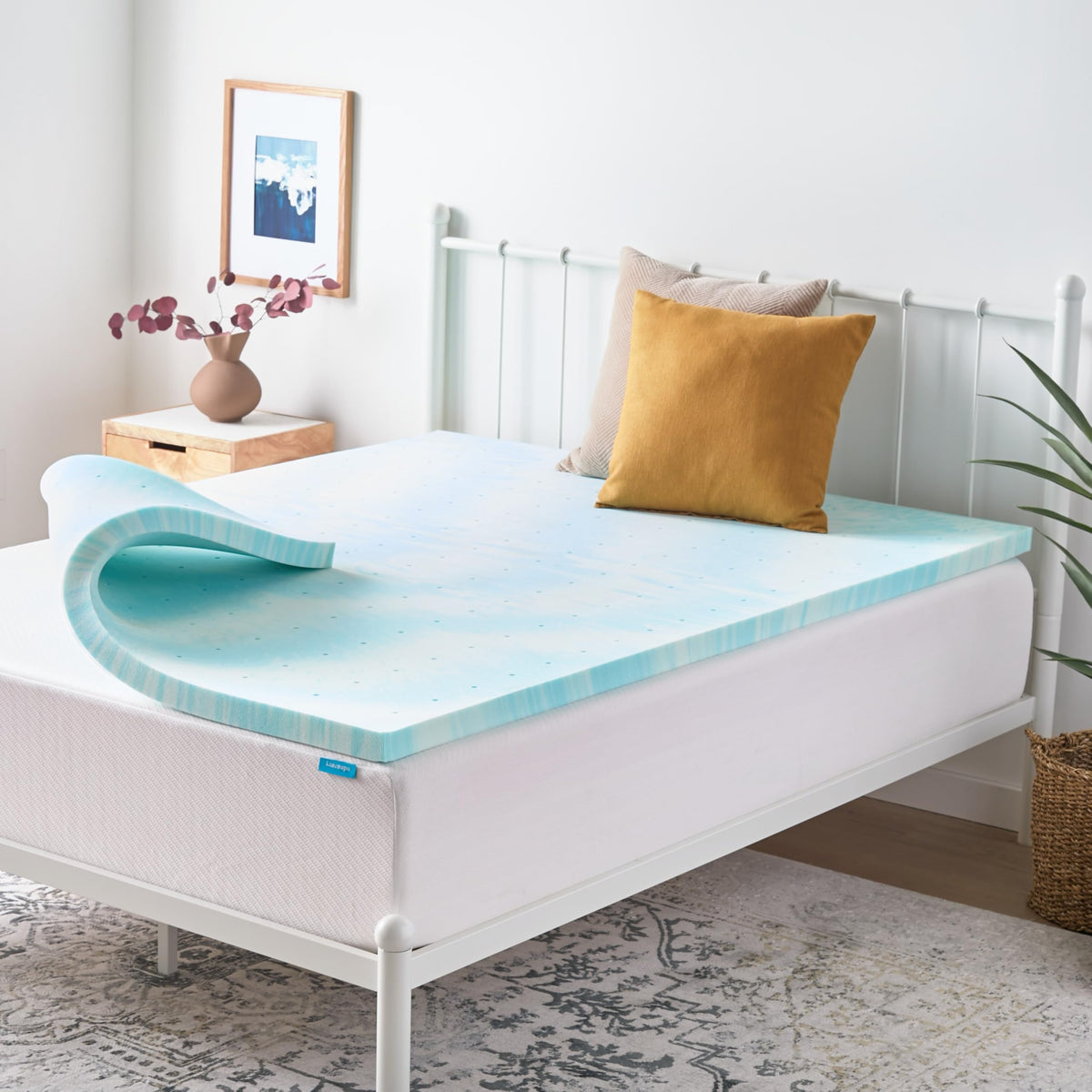 Linenspa 2 Inch Gel Memory Foam Mattress Topper Swirl Gel Full Size CertiPUR Certified