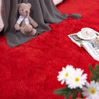 Detum Red Rug 2X6 Feet - Fluffy Red Runner Rugs For Bedroom Shaggy 2' X 6' Living Room Rug Soft Rugs For Kids Room Non-Slip Nurs