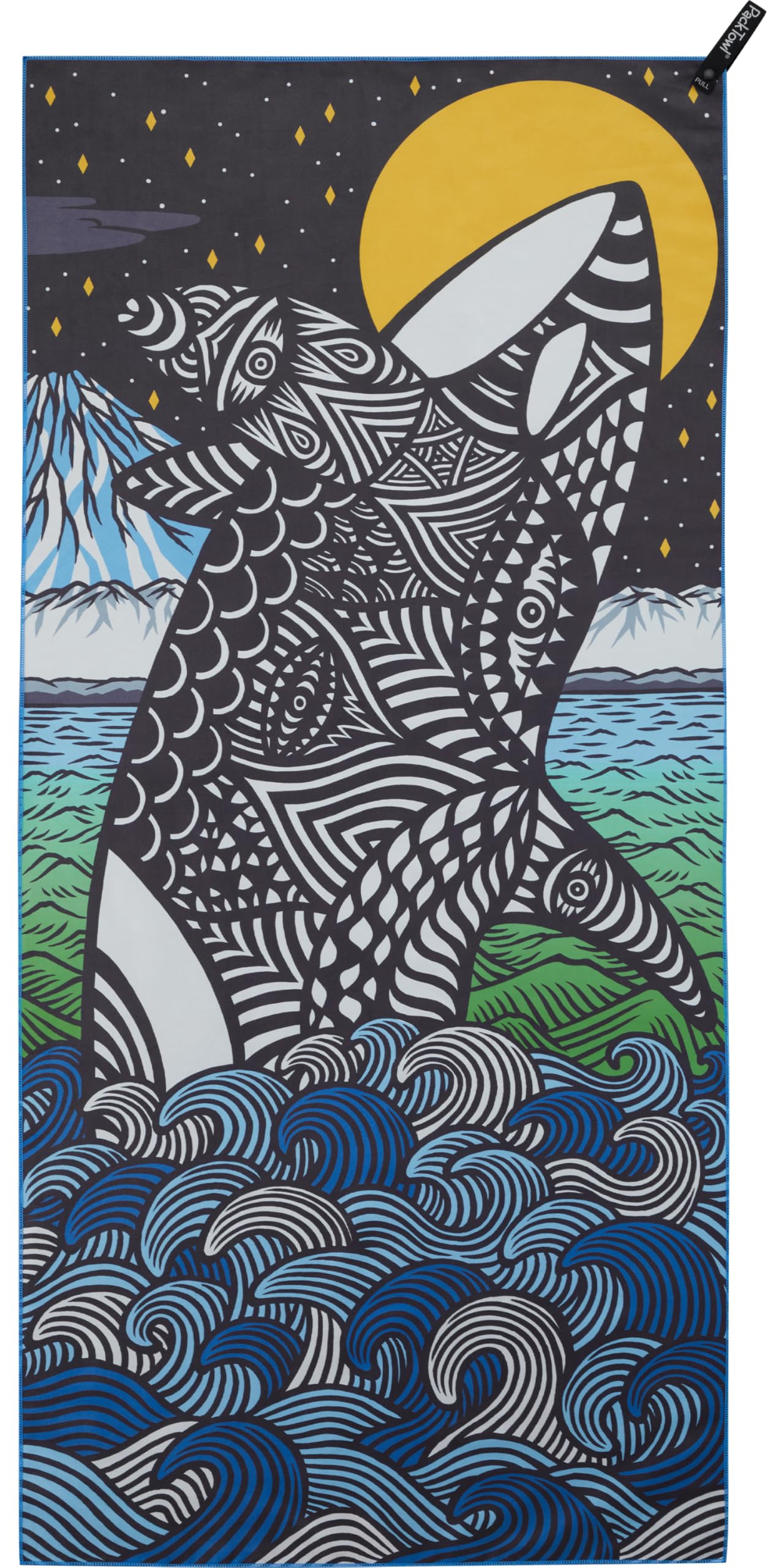 PackTowl Personal Ultralight Microfiber Camping and Travel Towel, Orca Print, Body