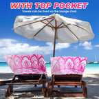 Oudain 2 Pcs Beach Chair Covers With Side Pockets Boho Pool Chaise Lounge Cover Mandala Microfiber Chaise Lounge Chair Towel Cover For Outdoor Garden Patio Sunbathing Lawn,28.7 X 82.5 Inch(Sweet)