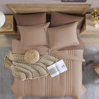 Monbix Queen Comforter Set - 7 Pieces Rust Pink Bed In A Bag Queen Bedding Sets With Comforters, All Seasons Down Alternative Co