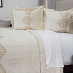 Rizzy Home | BT4468 | Duvet | 98"x98" Brown/Neutral/Metallic Solid With Floral Motif