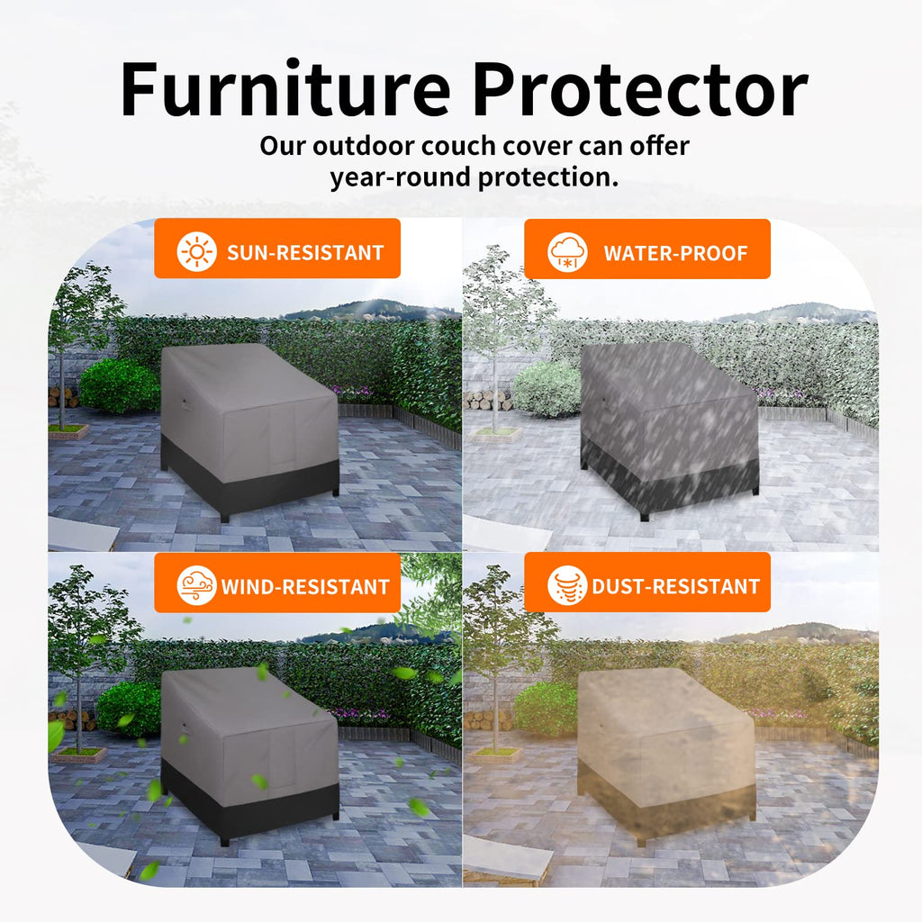 Easy-Going Outdoor Chair Cover Waterproof, Heavy Duty Patio Chair Cover, Windproof Outdoor Furniture Cover With Air Vent (2 Pack-33.5Wx31.5Dx36H Inch, Gray/Black)