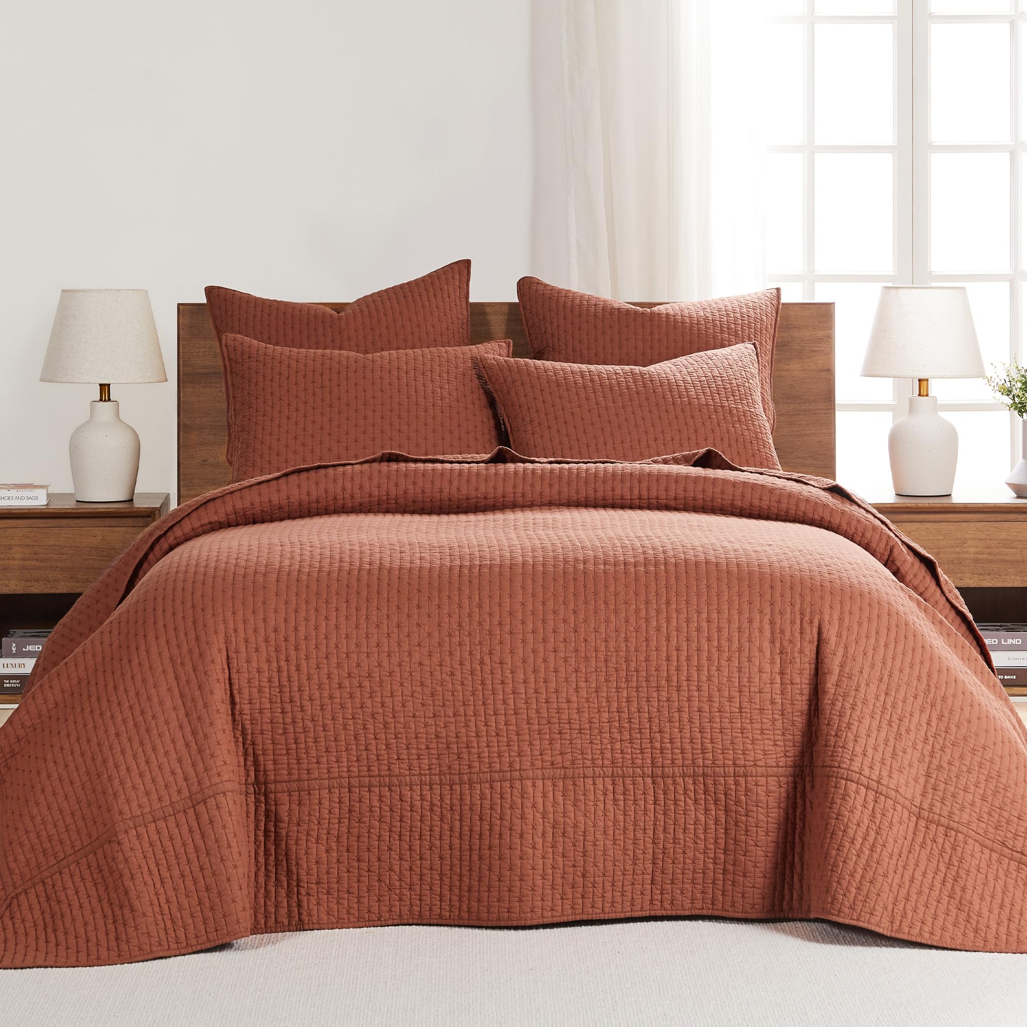Levtex Home - Cross Stitch Adobe Bedspread Set - King Quilted Bedspread And Two King Shams - Cross Stitch Pattern - Bedspread (1