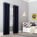 Sun Zero Riley Kids Bedroom Blackout Grommet Curtain Panel, 40' X 63', Navy Blue