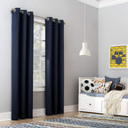Sun Zero Riley Kids Bedroom Blackout Grommet Curtain Panel, 40' X 63', Navy Blue