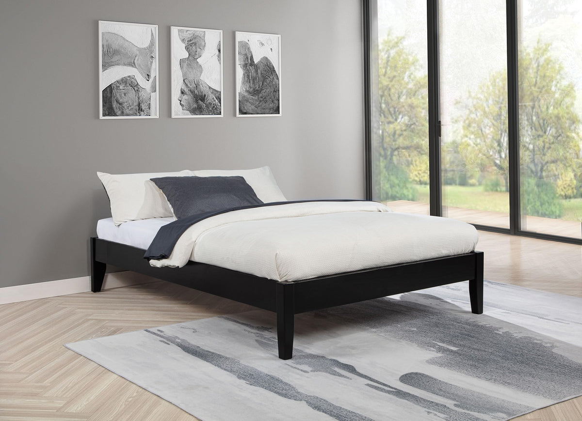 Coaster Home Furnishings Hounslow Contemporary Full Size Pine Wood Platform Bed Frame Headboard Compatible Bed Base Black 306129F