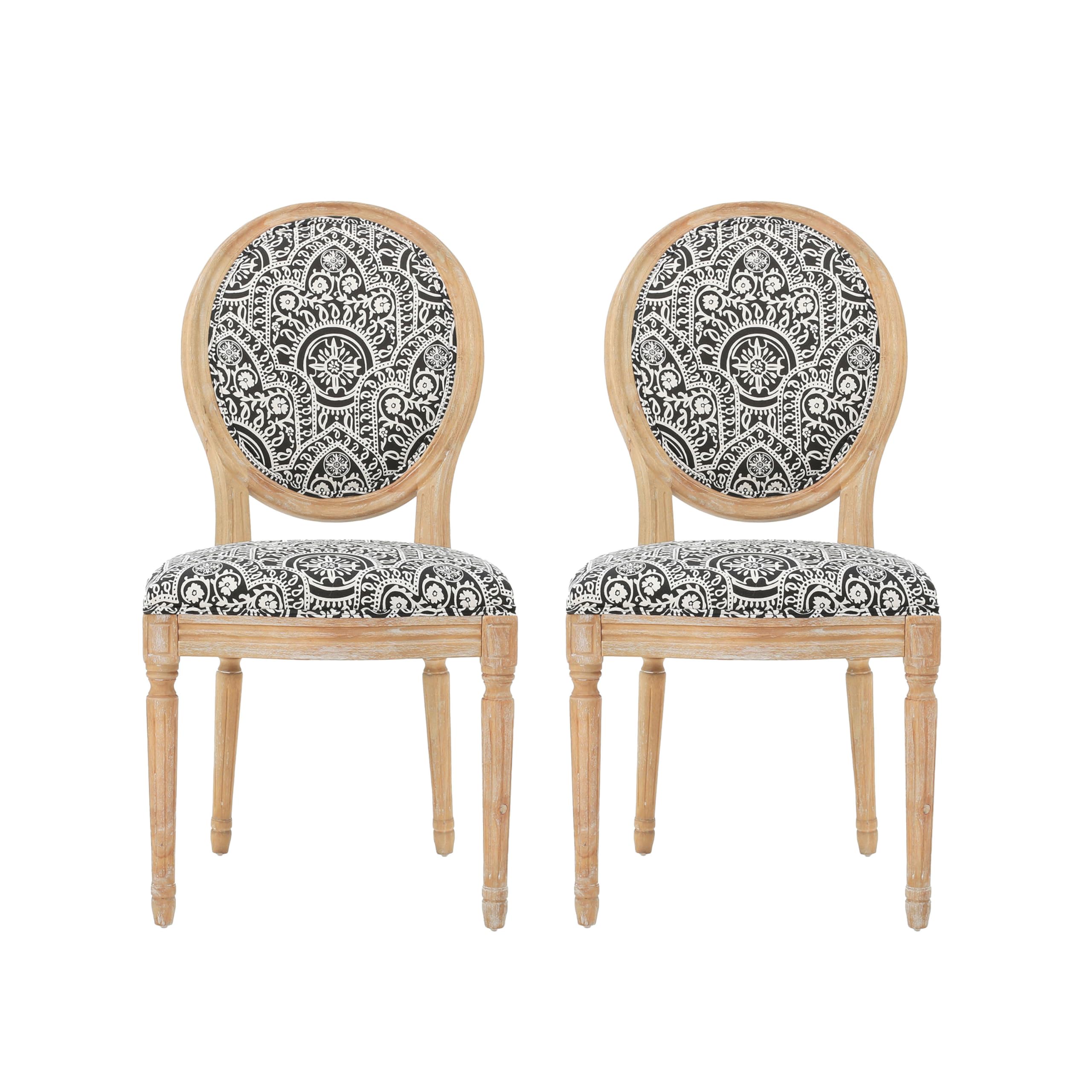 Christopher Knight Home Phinnaeus Fabric Dining Chairs, 2-Pcs Set, Black / White Pattern