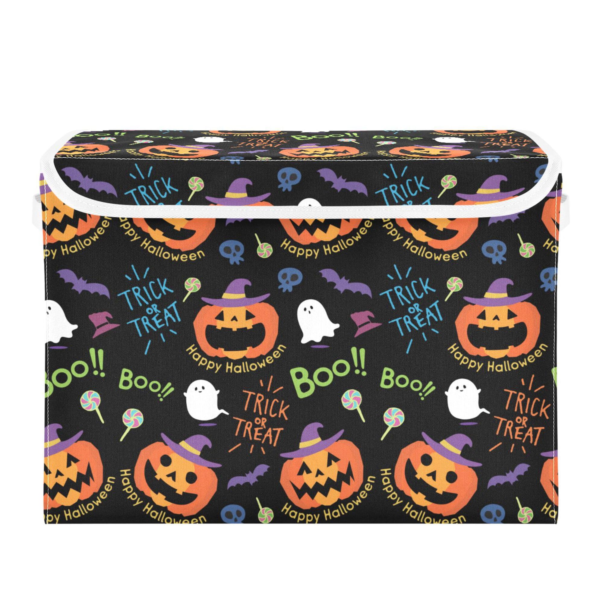 xigua Halloween Ghost Pumpkin Ghosts Storage Bins with Lids and Carrying Handle,Foldable Storage Boxes Organizer Containers Bask