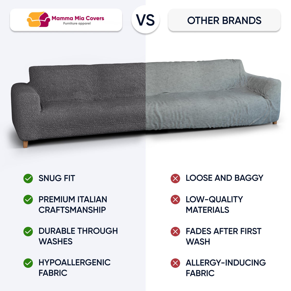 Paulato By Ga.I.Co. Sofa Slipcover - Stretch Couch Cover - Cushion Sofa Cover - Soft Polyester Fabric Slip Cover - 1-Piece Form