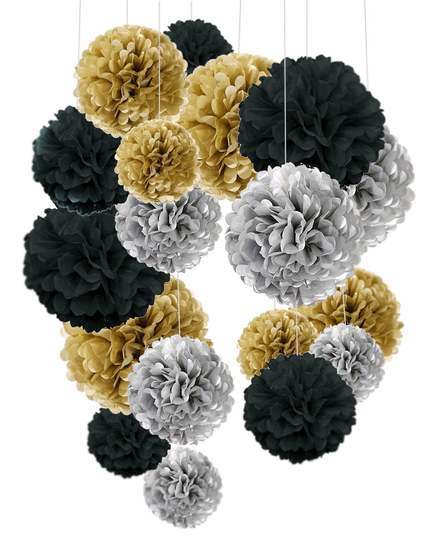 Tissue Paper Pom Poms, Recosis Paper Flower Ball for Birthday Party Wedding Baby Shower Bridal Shower Festival Decorations 18 Pc