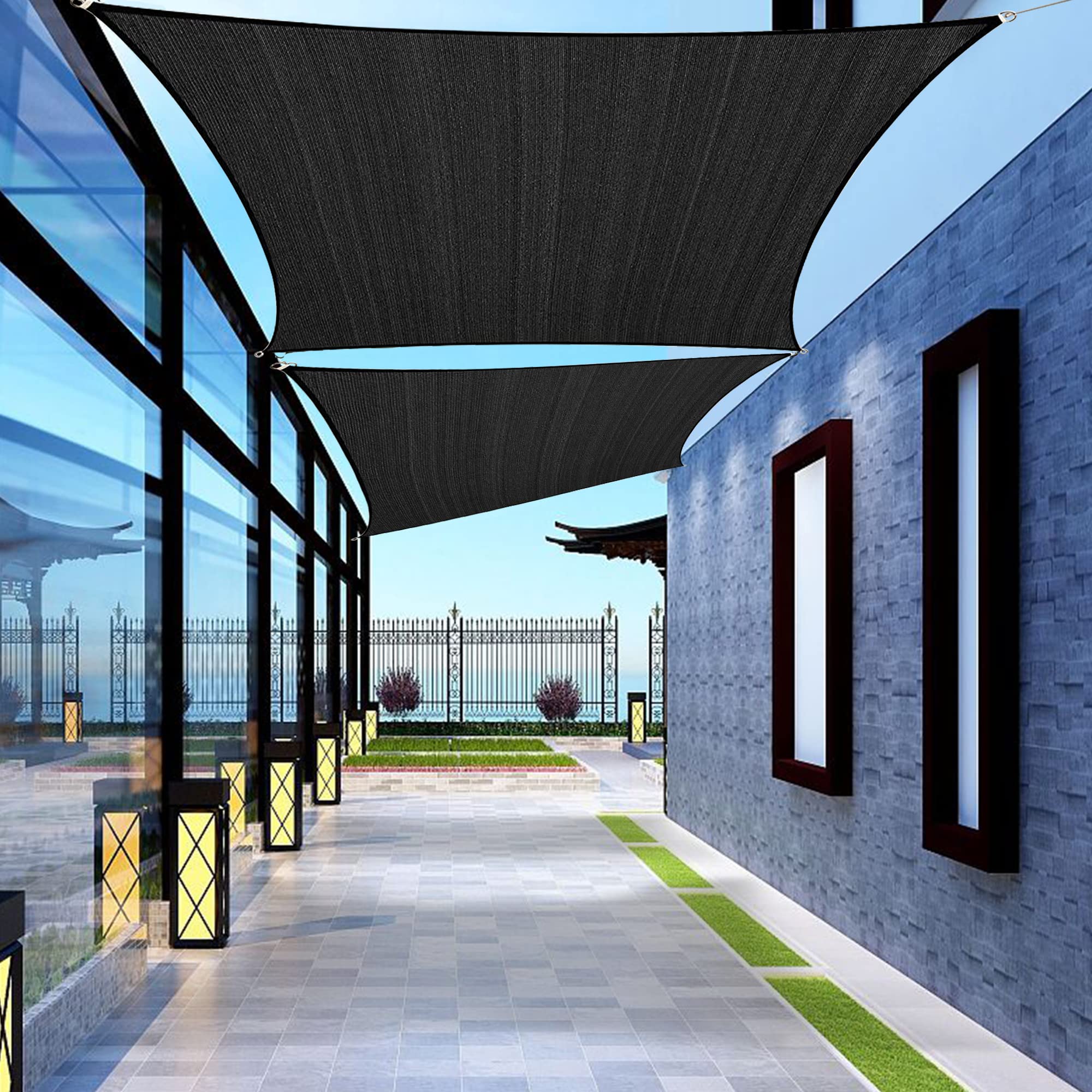 Shadewiz Custom Size 5' X 20' Black Rectangle Sun Shade Sail Canopy Awning For Patio Backyard Lawn Garden Outdoor Activities Com