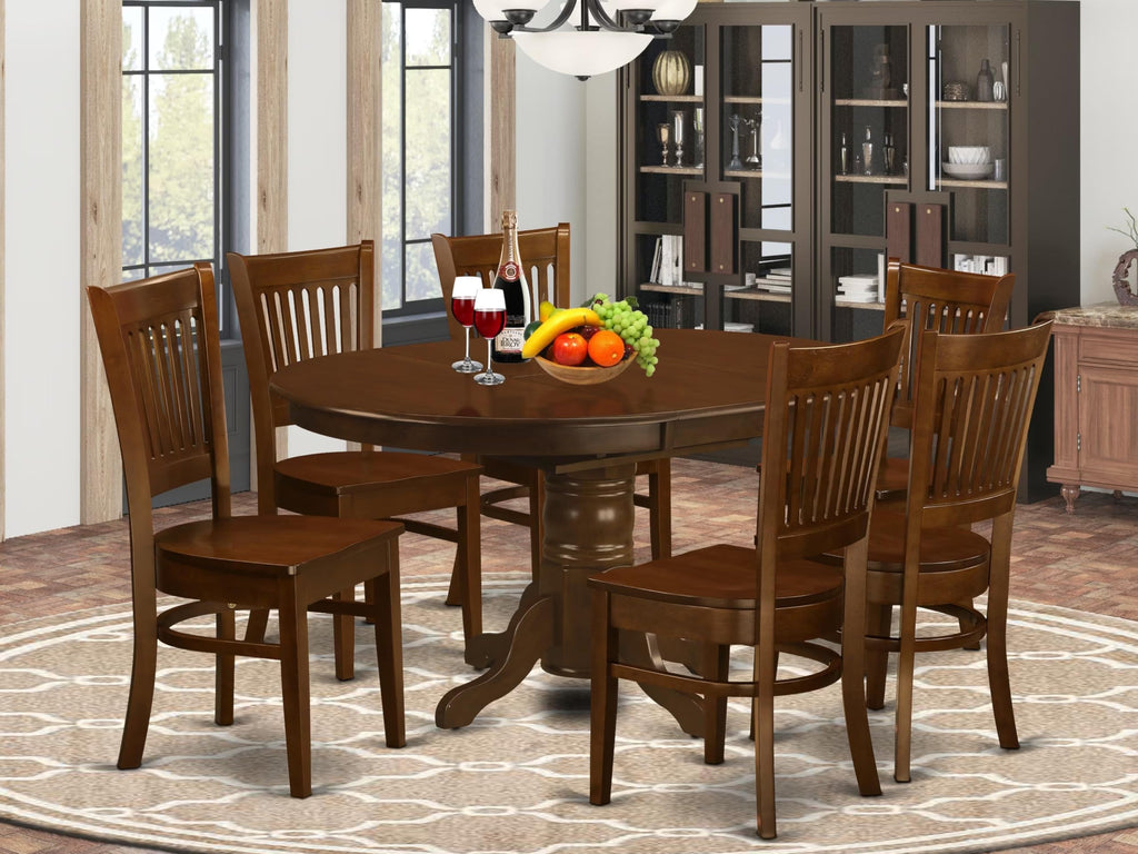 East West Furniture KEVA7-ESP-W 7 Piece Dining Set Consist of an Oval Dining Room Table with Butterfly Leaf and 6 Wood Seat Chairs, 42x60 Inch, Espresso