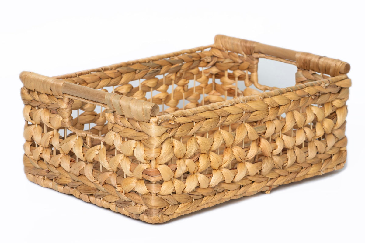 NAYA 15 Water Hyacinth Medium Wicker Shelf Basket with Handles