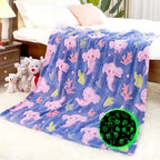 Axolotl Blanket Glow In The Dark Animal Throw Blanket Soft Cozy Salamander Fleece Bedding Blanket Axolotl Gifts Decor Stuff Toys