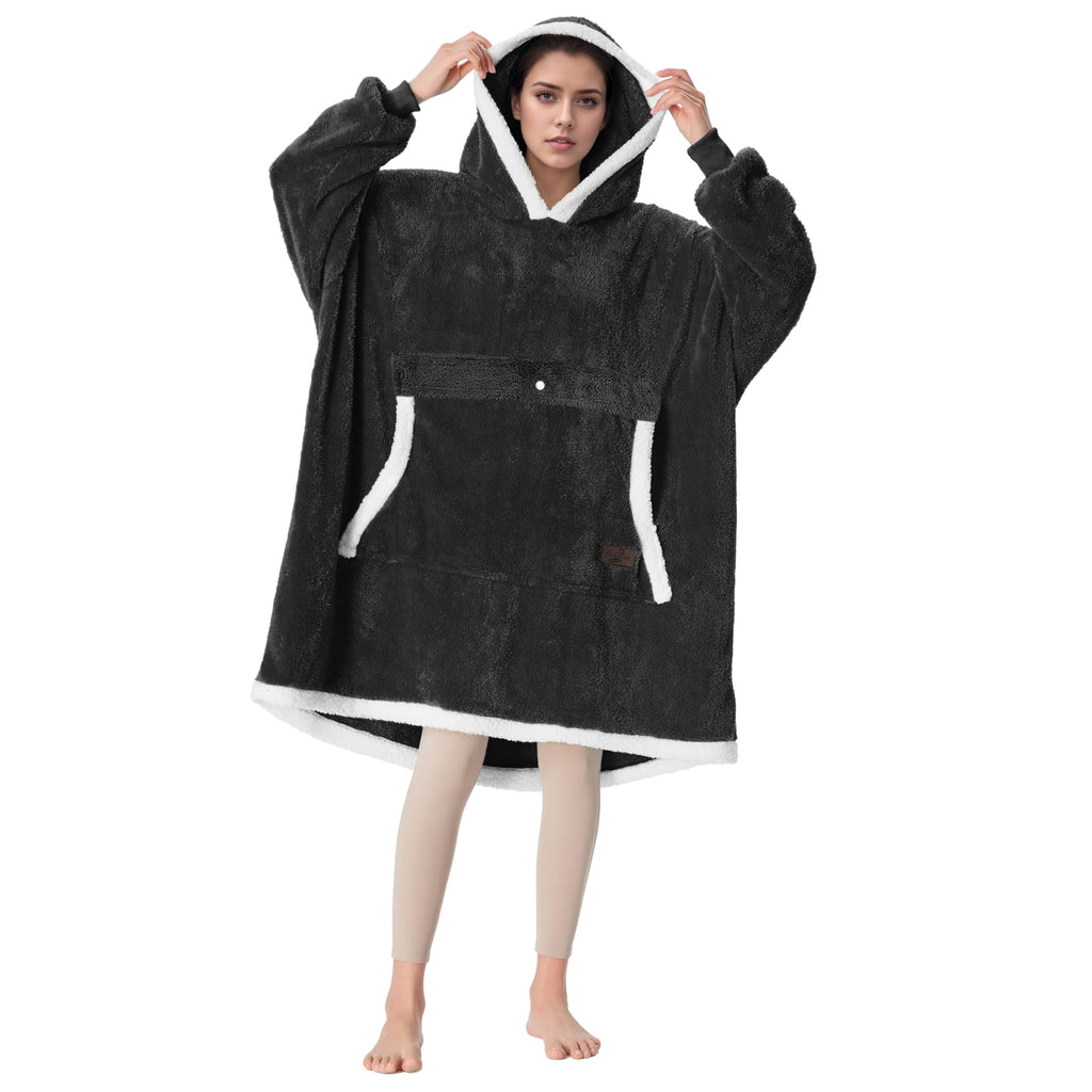 Catalonia Oversized Hoodie Blanket Sweatshirt, Wearable Sherpa Fleece Giant Pullover for Adults Men Women Teenagers Wife Girlfri