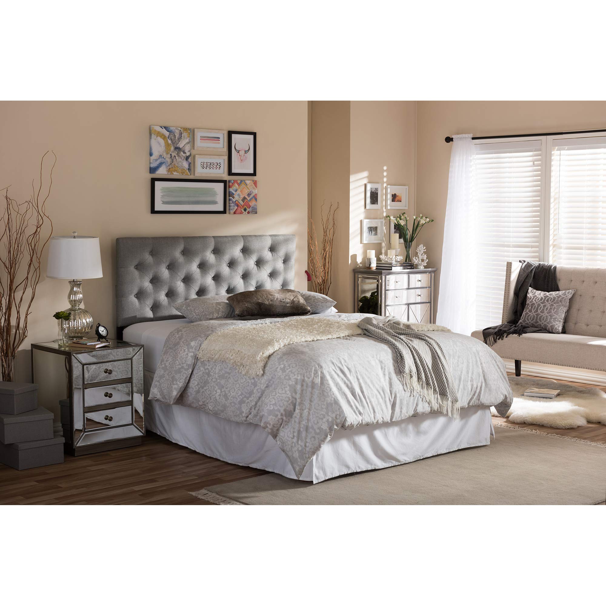 Baxton Studio Viviana Headboard, Queen, Grey