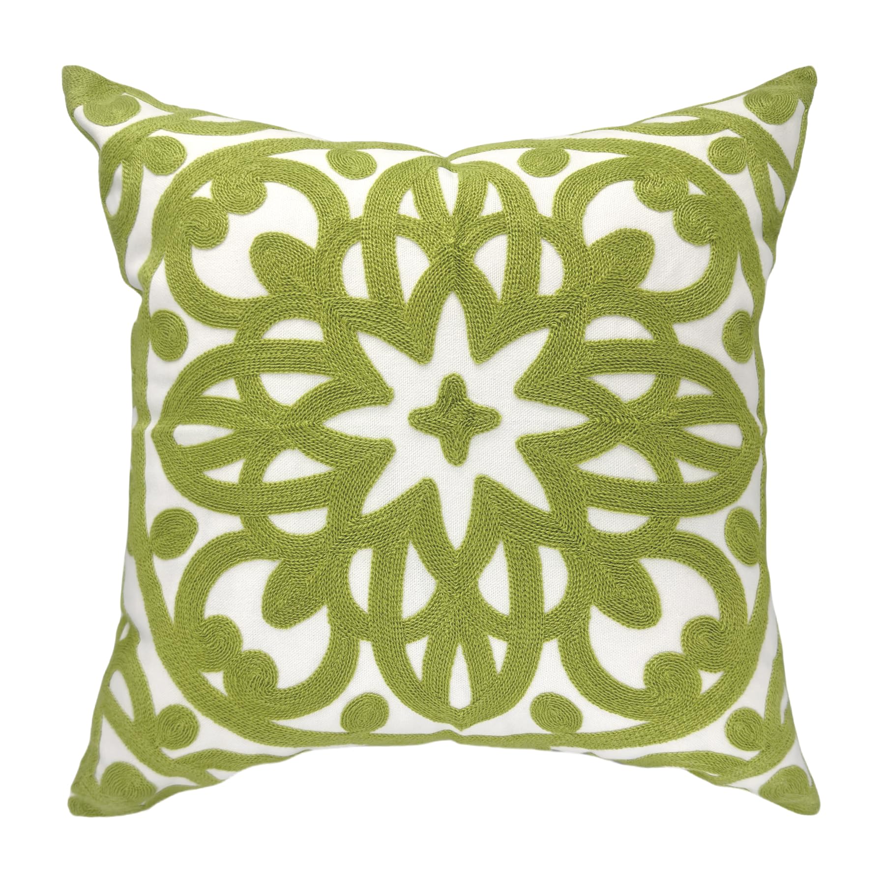 Alysheer Embroidered Decorative Throw Pillow Cover 20'X 20', Boho Mandala Modern Thick Embroidery Pattern, Cotton Canvas Avaca