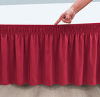 Biscaynebay Wrap Around Bed Skirts For King & Cal King Beds Short Drop Of 12', Red Adjustable Elastic Dust Ruffles Easy Fit Wri