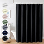 Ovzme Berry Black Fabric Shower Curtain - 3D Embossed Hotel Thick Quality Soft Cloth Shower Curtain, Waffle Water Repellent Text