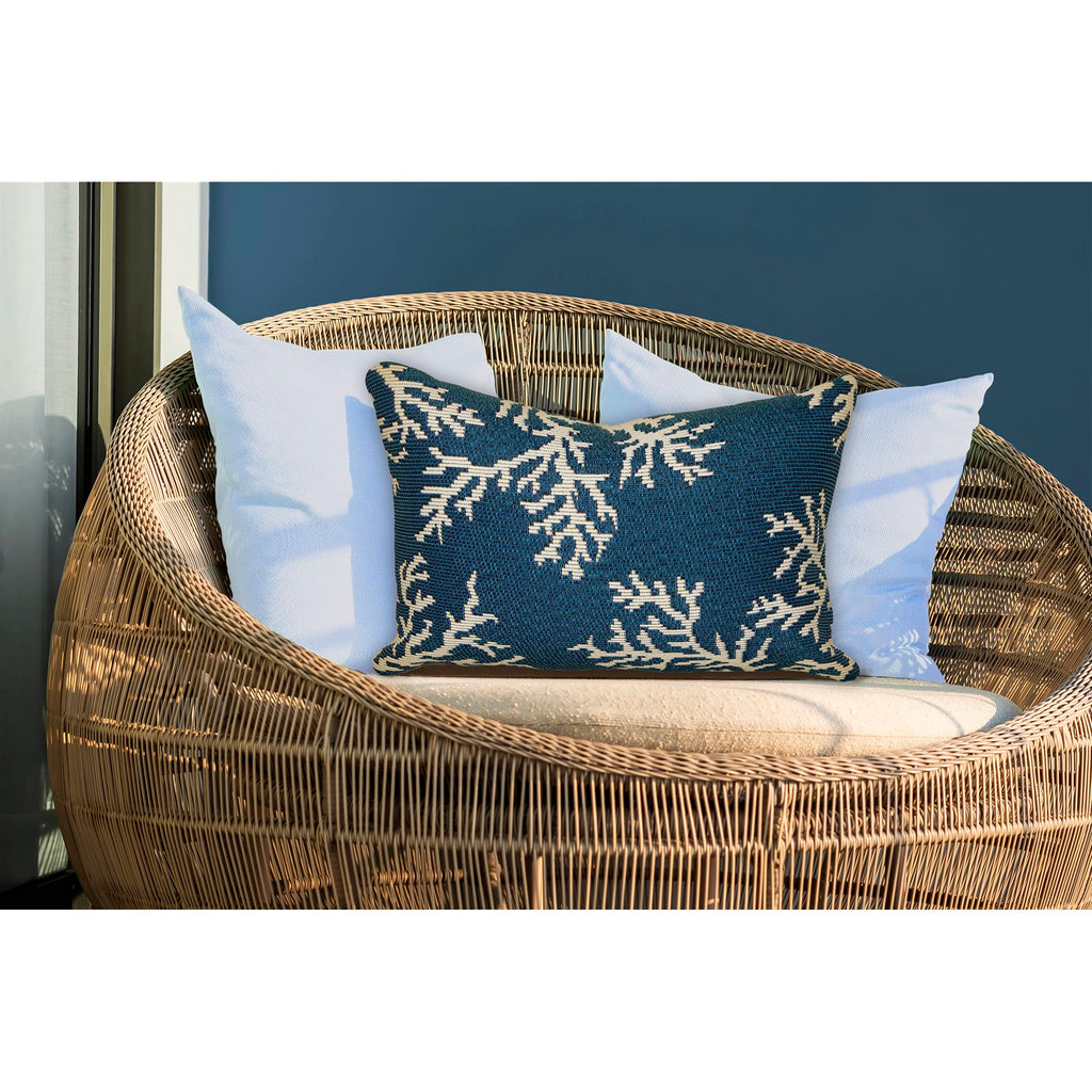 Liora Manne Marina Indoor/Outdoor Power Loomed Easy Care Pillows, 12' X 18', Coral Edge Navy