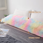 Mego Rainbow Print Fluffy Body Pillow Cover, 20X54 Shaggy Faux Fur Body Pillow Case, Tie Dye Soft Plush Fuzzy Body Pillowcase, F