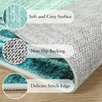 Lahome Abstract Teal Bedroom Rug 8X10,Washable Modern 8X10 Area Rugs For Living Room Non-Slip,Low-Pile Soft Dining Room Carpet M
