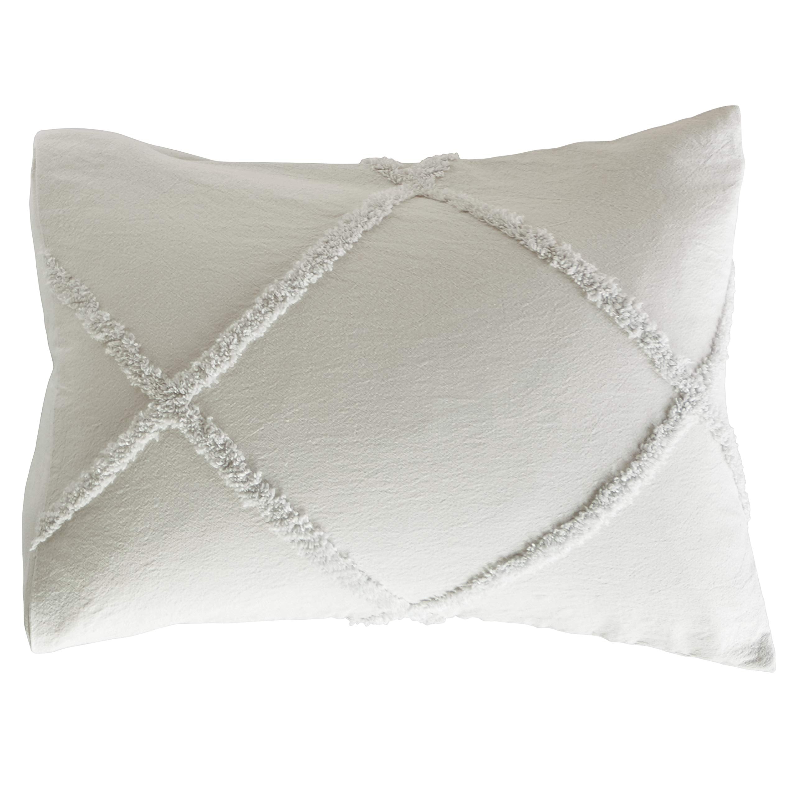Peri Home Chenille Lattice 100% Cotton Solid Color Pillow Sham, King Size, 20W X 36L, Grey