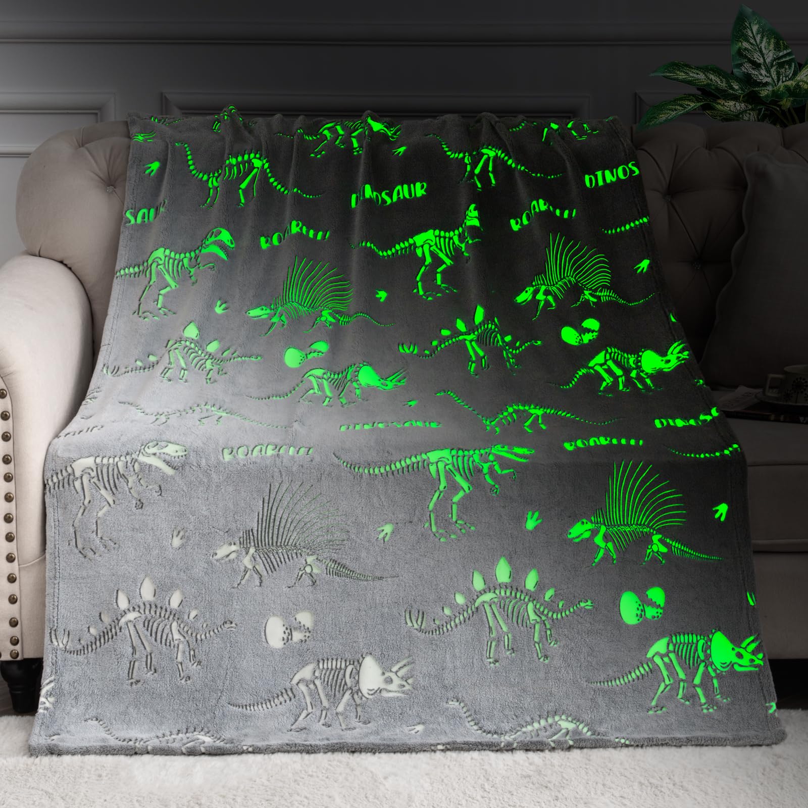 Dinosaur Gifts Toys For Kids Boys - Glow In The Dark Dino Blanket Toddler Teen Girls Birthday Christmas Valentines Presents For