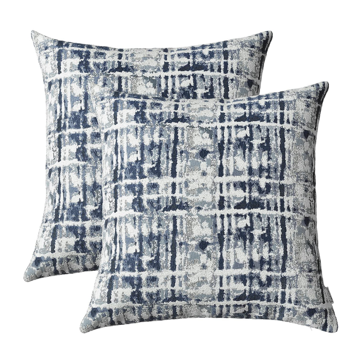 Romandeco Jacquard Decorative Throw Pillow Covers For Couch Set Of 2, 26X26 Inches, Navy Blue