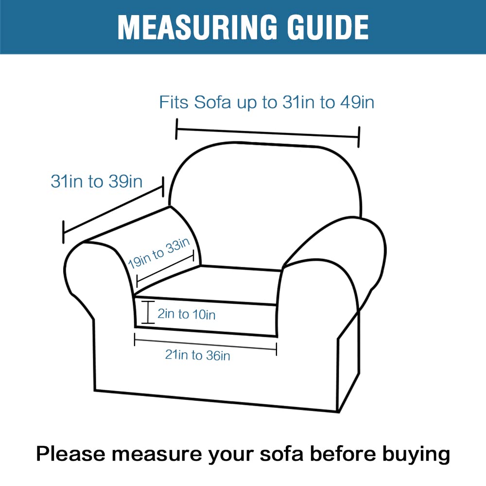 H.Versailtex Rich Velvet Stretch 2 Piece Chair Cover Chair Slipcover Sofa Cover Furniture Protector Couch Soft With Elastic Bott