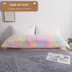Mego Rainbow Print Fluffy Body Pillow Cover, 20X54 Shaggy Faux Fur Body Pillow Case, Tie Dye Soft Plush Fuzzy Body Pillowcase, F