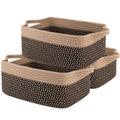 OIAHOMY 3 Pack Storage Baskets for Organizing, Woven Cotton Rope Basket for Shelves, Closet Organizer Bins with Handles, Rectang