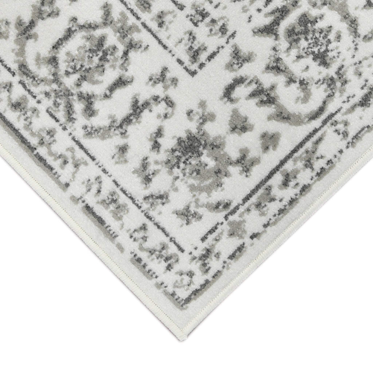 HomeRoots 531761 9 x 12 ft. Light Gray Floral Power Loom Rectangle Area Rug with Fringe