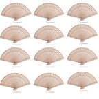 Sl Crafts 50 Sets Wooden Hand Fan Wooden Handheld Folding Fan Wedding Party Favors Wood Fan With Organza Bags And Thank You Tag