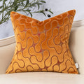 Yangest Orange Yellow Velvet Geometric Square Throw Pillow Cover Wavy Line Cushion Case Modern Zippered Pillowcase For Sofa Couc