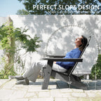 Lue Bona Folding Adirondack Chair Set Of 2, Dark Gray Hdps Outdoor Fire Pit Patio Chairs Weather Resistant, Modern Plastic Chairs With Cup Holder For Proch Garden Deck