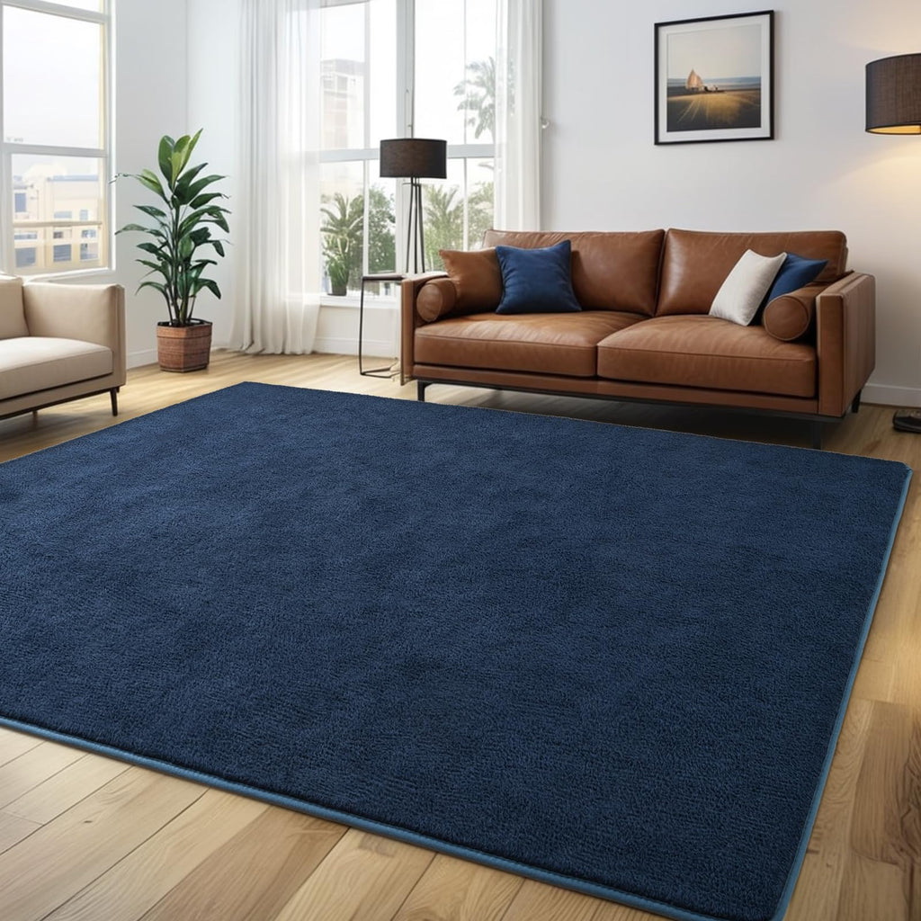 Larhom Comfy Living Room Area Rug, 6X9 Feet Navy Blue Rugs For Bedroom Nursery, Memory-Foam Rug Carpet For Kids Boys Girls Room