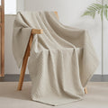Phf Ultra Soft Waffle Weave Throw Blanket 50'X 60'- Washed Lightweight Breathable Cozy Woven Blanket For Bed - Aesthetic Decor For Couch Bedding Sofa Home Car - Light Khaki/Linen