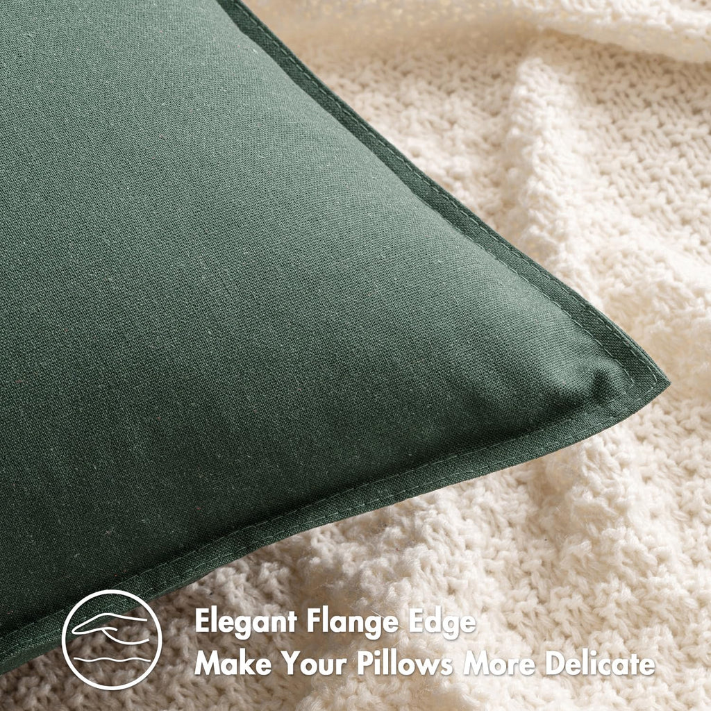 Miulee Pack Of 2 Dark Green Pillow Covers 24X24 Inch Decorative Couch Throw Pillow Covers Linen Cushion Covers Set Modern Farmhouse Home Decor For Sofa Living Room Bed
