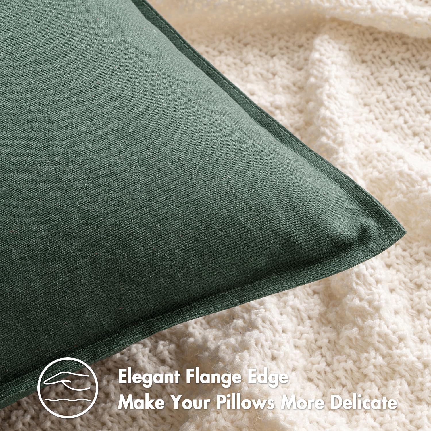 Miulee Pack Of 2 Dark Green Pillow Covers 24X24 Inch Decorative Couch Throw Pillow Covers Linen Cushion Covers Set Modern Farmhouse Home Decor For Sofa Living Room Bed