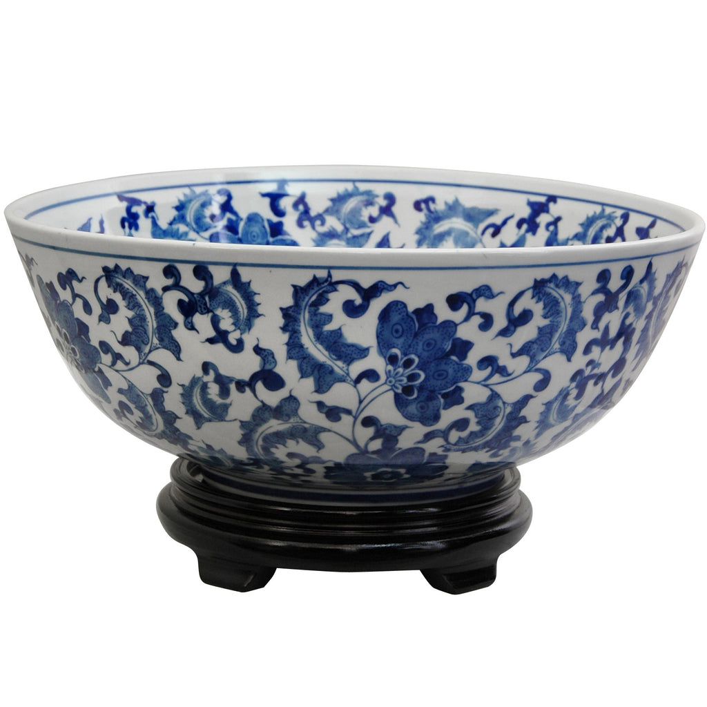 Red Lantern BW BWFL Display Bowl, Large, Floral Blue & White