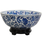 Red Lantern BW BWFL Display Bowl, Large, Floral Blue & White