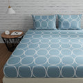 Huesland By Ahmedabad Cotton 144 Tc Cotton Bedsheet For Double Bed With 2 Pillow Covers  Blue