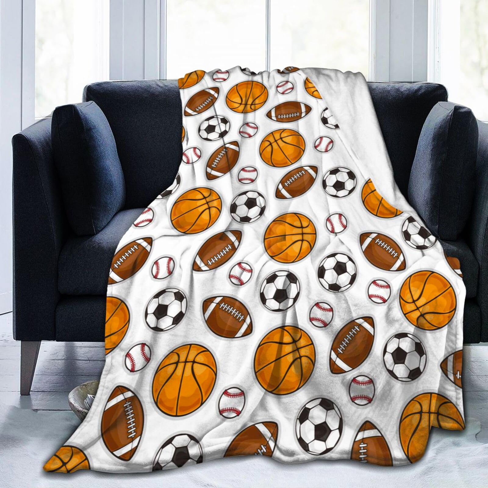 Basketball Soccer Football Baseball Throw Blanket Soft Bed Bedding Warm Cozy Plush Flannel Fleece Blankets Gifts For Kids Boys T