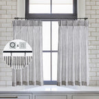 LIMON HOME Boho Kitchen Curtains 45 Inch Length,Pinch Pleated Short Curtain for Small Windows,Bathroom Window Curtain with Hooks
