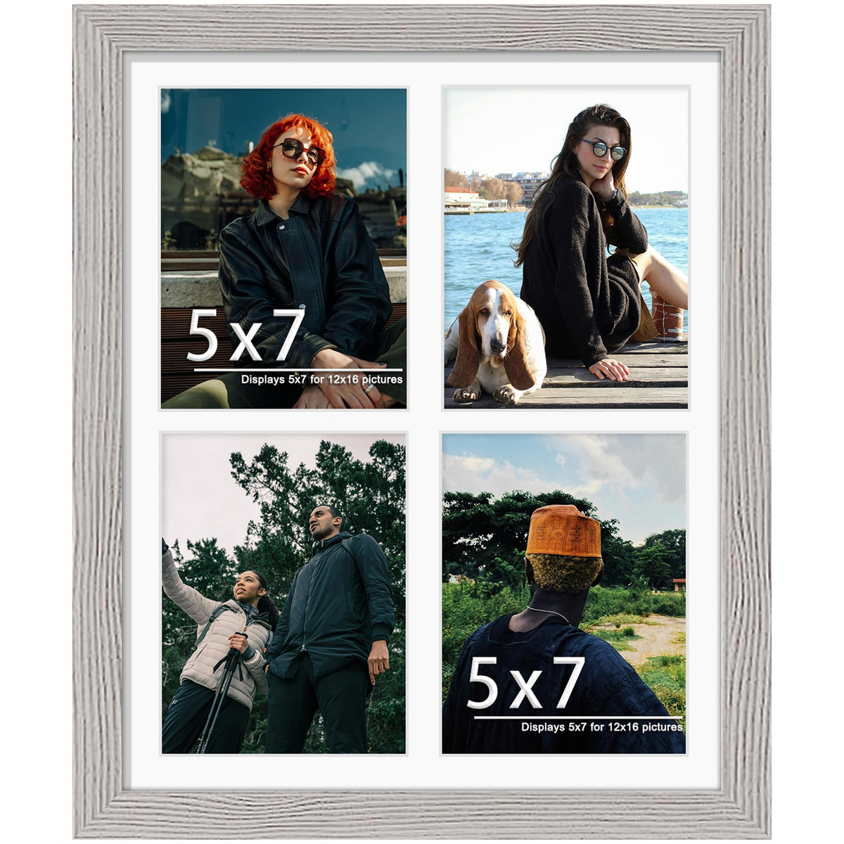 DUENPY 12x16 Collage Frame For 4 5x7 Photos Grey