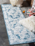 Unique Loom Sofia Collection Area Rug - Salle Garnier (3 3 x 16 5 Runner, Blue/ Ivory)