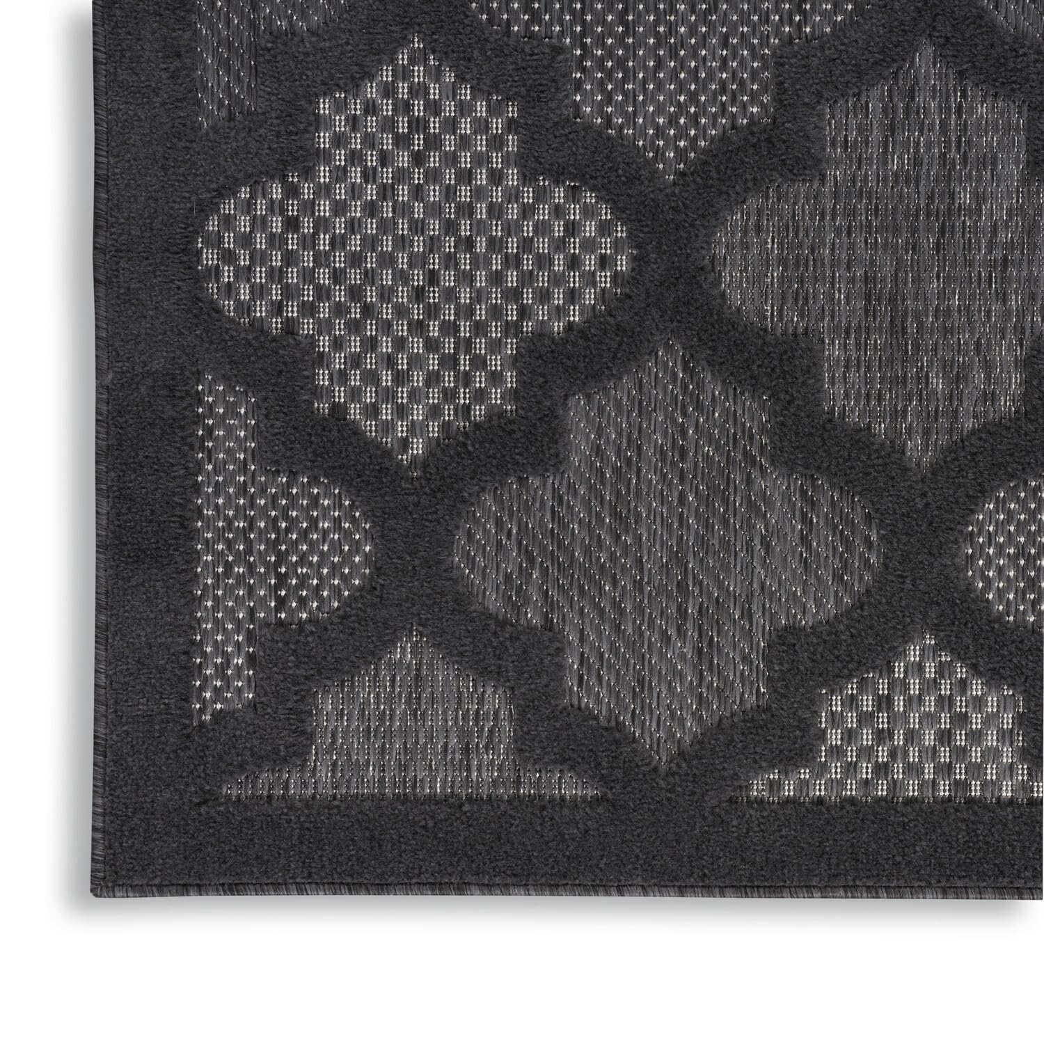 Nourison Easy Care Moroccan Charcoal/Black 6' X 9' Area Rug, Trellis, Easy Cleaning, Non Shedding, Bed Room, Living Room, Dining Room, Backyard, Deck, Patio (6X9)